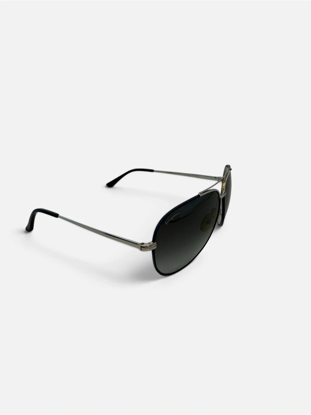 Salvatore Ferragamo Aviator Sunglasses in Black and Silver-Tone - Picture 5 of 6